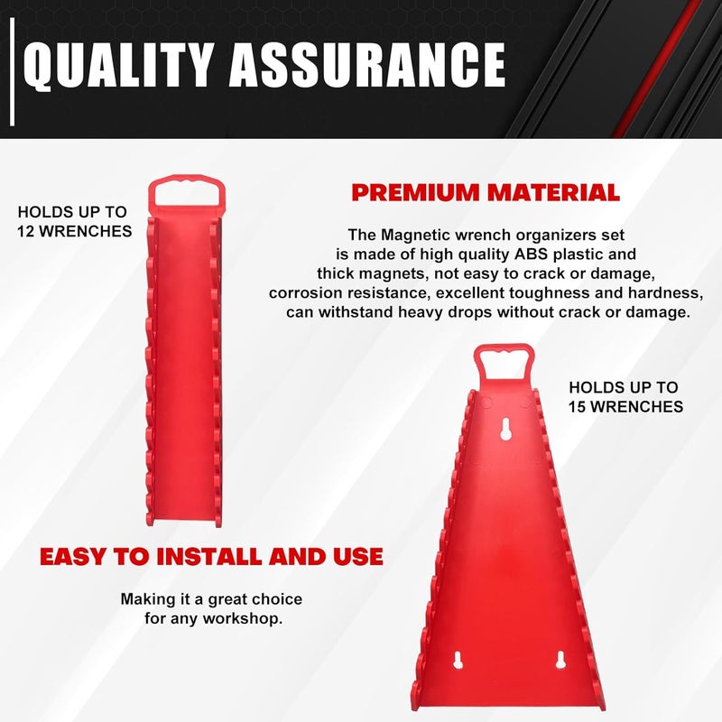 CT+ 2 Pack Magnetic Wrench Organizer,Magnetic Wrench Holder, SAE and Metric,Premium Quality Wrench rack,1/4" - 1/16", 6mm-24mm, 15+12pack - Image 3